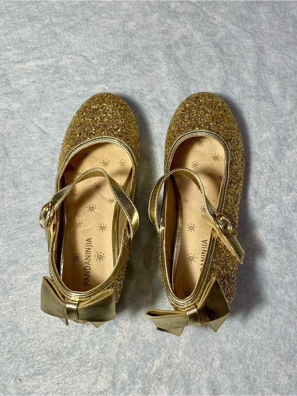 Pandaninja Gold Glitter Mary Jane Girls' Shoes size 2